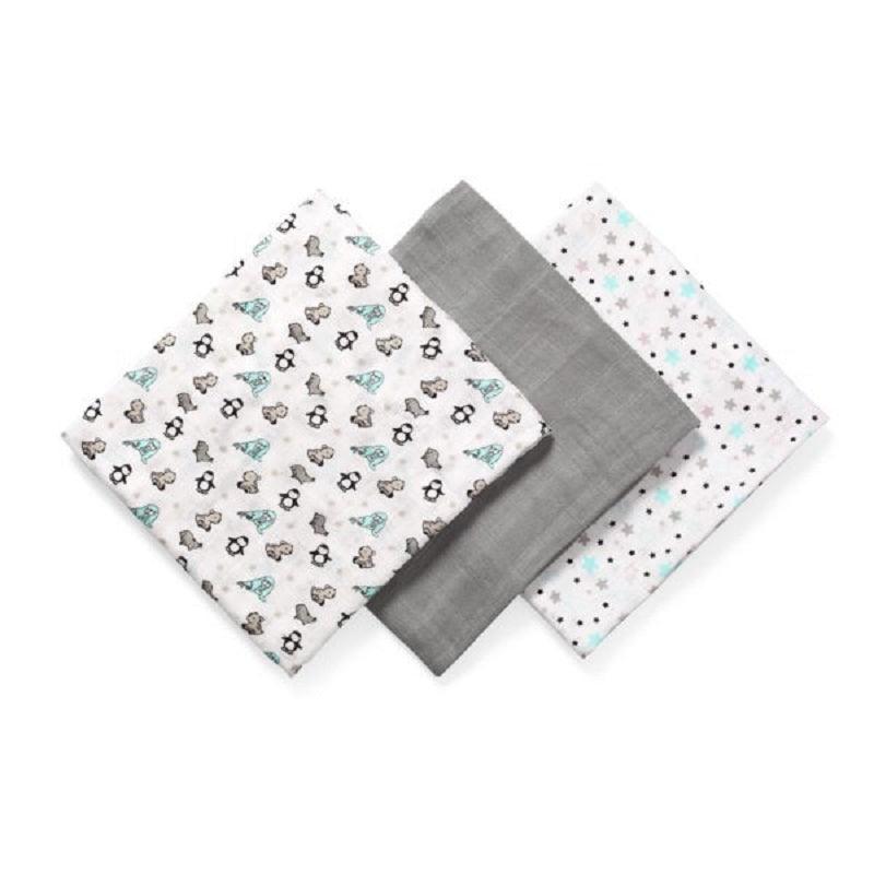 Set 3 Scutece Textile Bebelusi din muselina Bumbac Si Bambus Gri BabyOno 397/02 - Camera Bebelusului