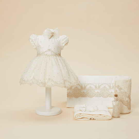 Set Botez Denisa 2 Piese, Rochita si Trusou Personalizat Botez AnneBebe