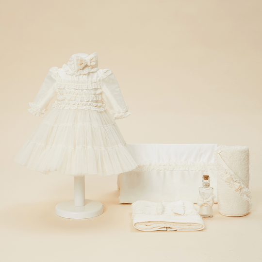 Set Botez Francisca 2 Piese, Rochita si Trusou Personalizabil Botez Fetite AnneBebe