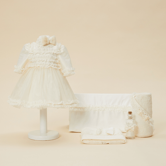 Set Botez Helga 2 Piese, Rochita si Trusou Personalizabil Botez Fetite AnneBebe