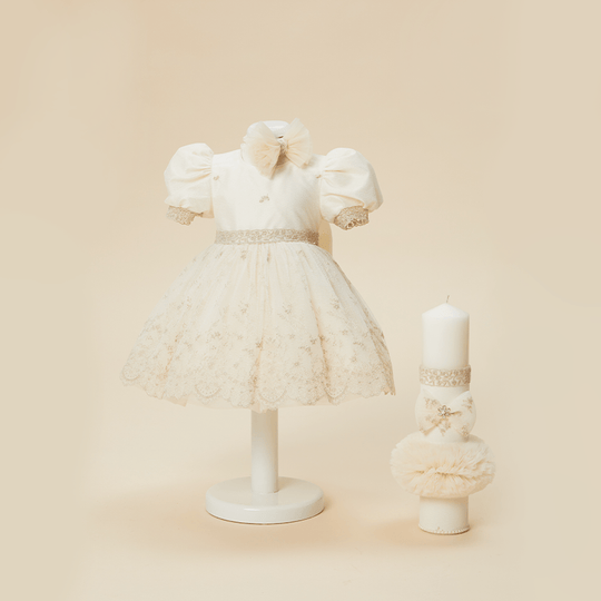 Set Botez Marta 2 Piese, Rochita si Lumanare Botez Fetite AnneBebe