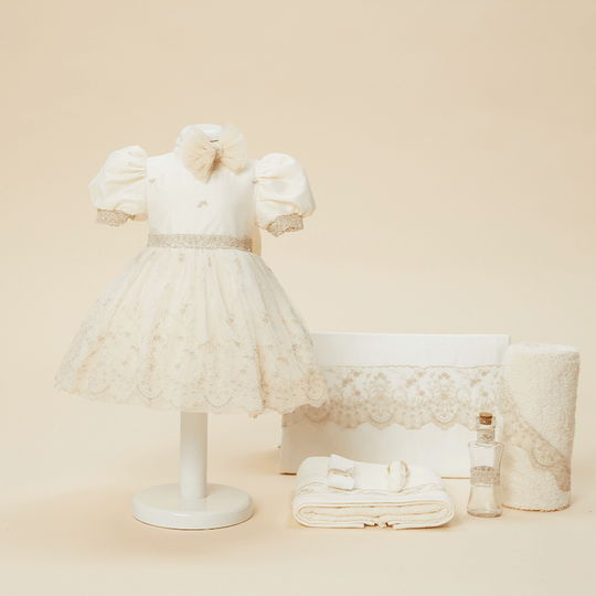 Marta Baptism Set 2 Pieces, AnneBebe Girls Christening Dress and Suit