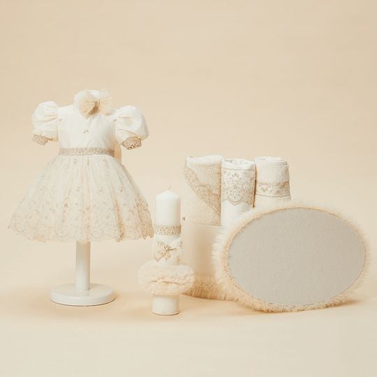 Marta Baptism Set 4 Pieces 4 Pieces, Dress, Candle, Suit and Chest AnneBebe