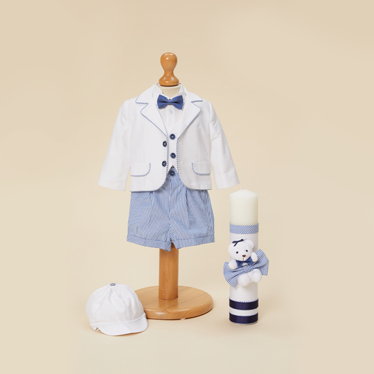 Joseph Baptism Set 2 Pieces, Costume and Candle Customizable AnneBebe