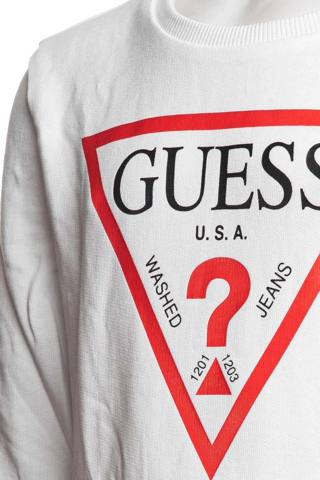White Sports Sweatshirt with Red Triangle Logo N73Q10 KAUG0 G011