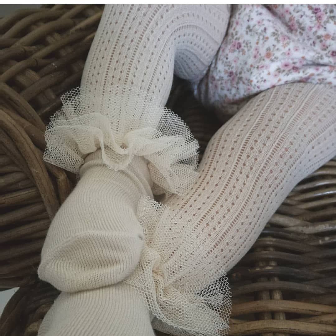 Cream Short Socks with Tulle 2488/4 Condor