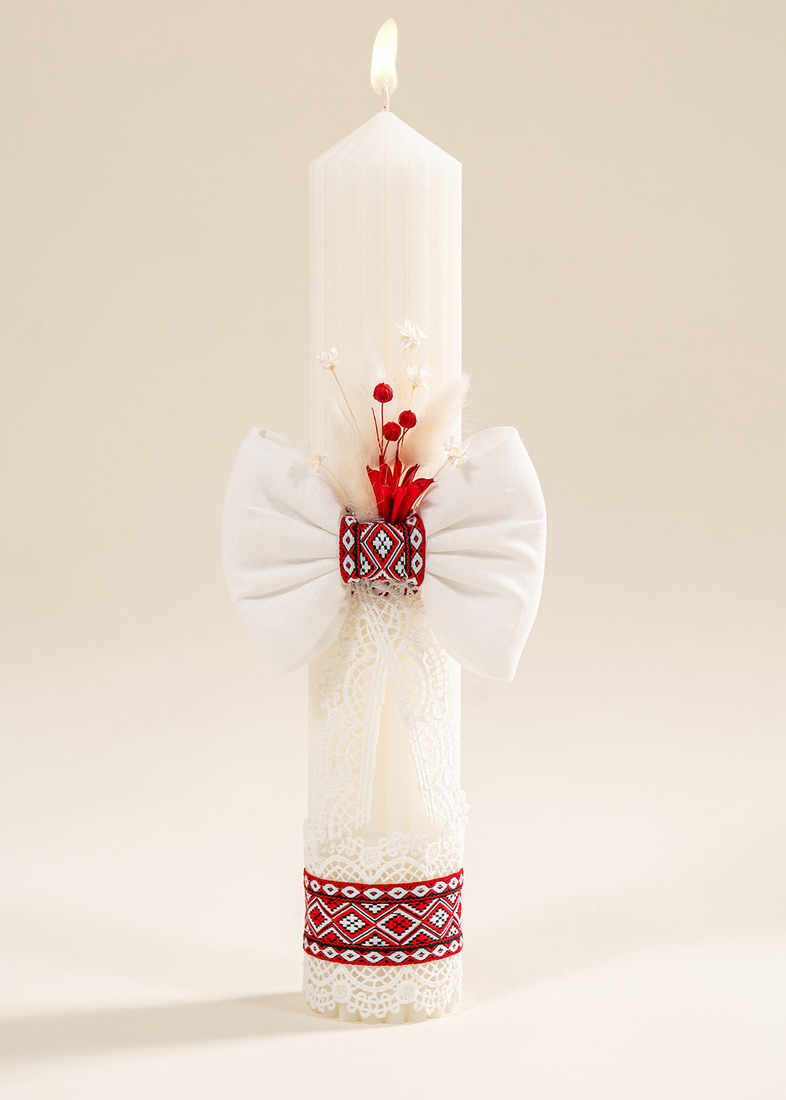 Set Botez Ava 3 Piese  Rochie Trusou si Lumanare Personalizat Botez AnneBebe