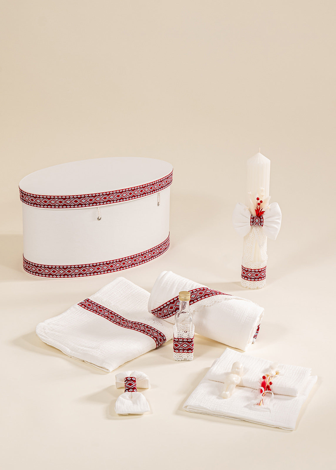 Set Botez Ava 3 Piese, Lumanare, Trusou si Cufar Personalizate AnneBebe