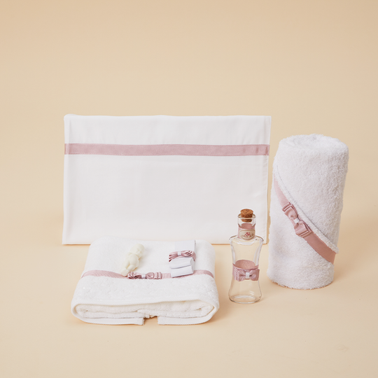 Trusou Alb Felicia Cu Banda Ripsata Roz Botez Fetite AnneBebe