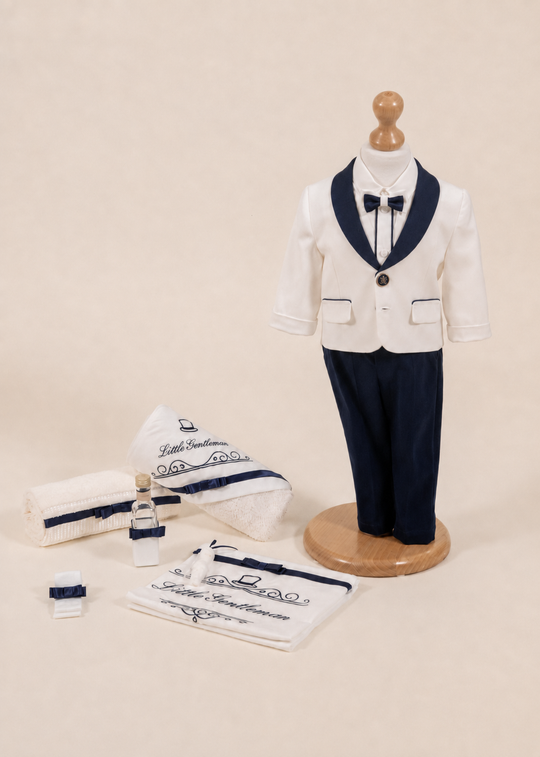 Set Botez Domenico 2 Piese, Costum si Trusou Personalizat AnneBebe