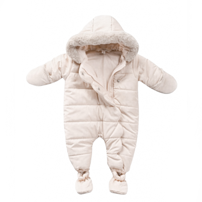 AnneBebe - Combinezon Fas Crem Cu Blana La Gluga Midimod Gold M21656