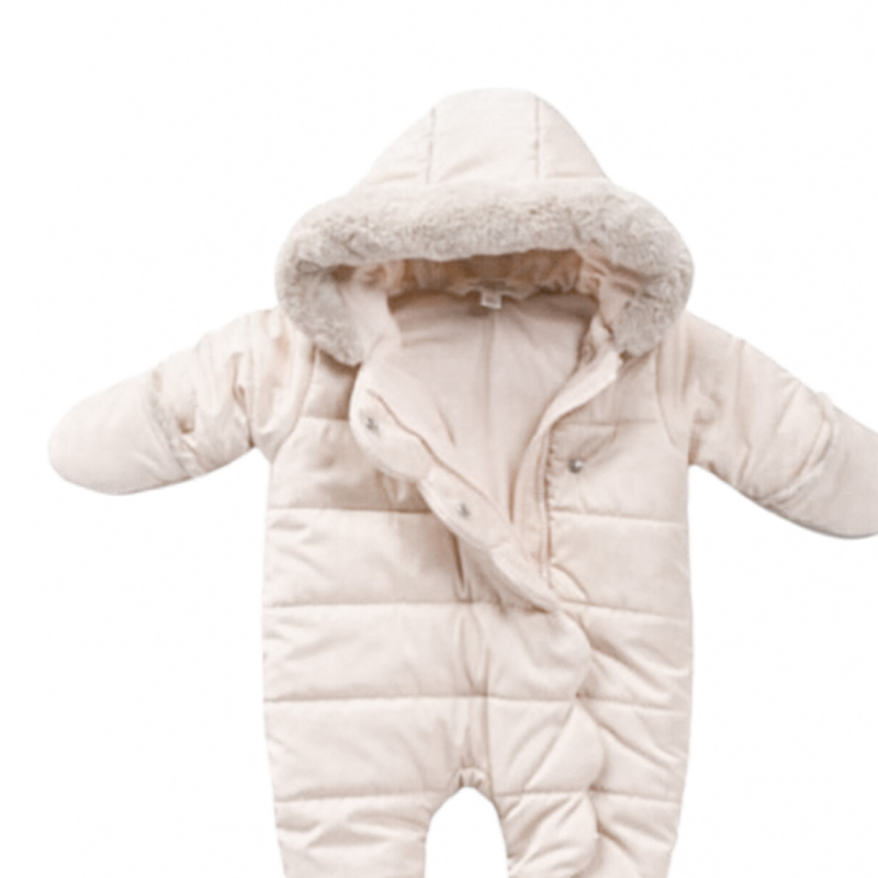AnneBebe - Combinezon Fas Crem Cu Blana La Gluga Midimod Gold M21656