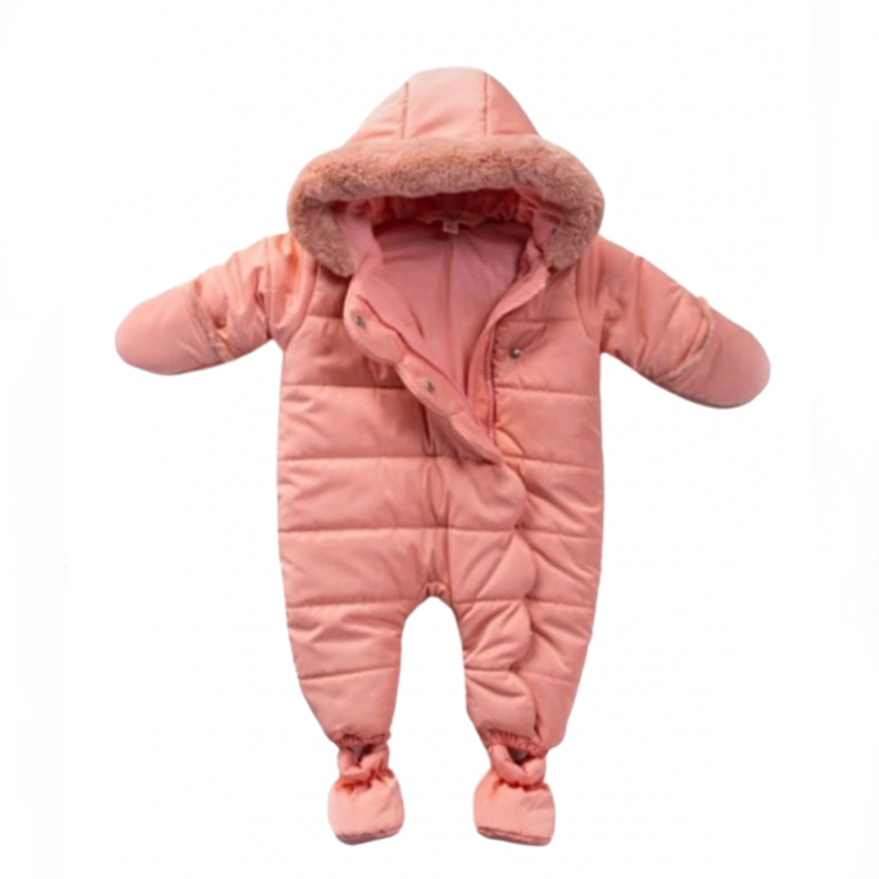 AnneBebe - Combinezon Fas Roz Cu Blana La Gluga Midimod Gold M21656