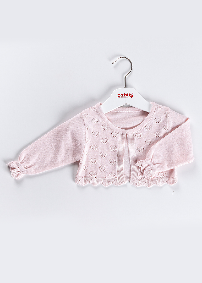 AnneBebe - Bolero Tricot Roz Cu Model In Tesatura Fete 13760 Bebus Kids