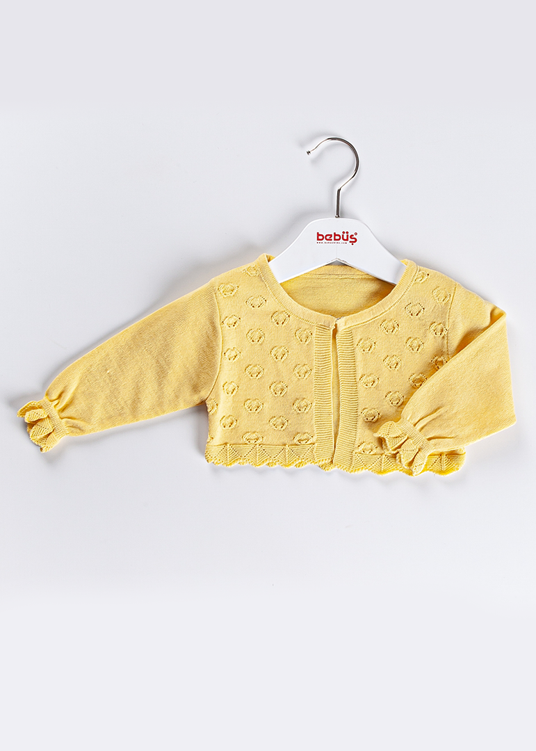 AnneBebe - Bolero Tricot Galben Cu Model In Tesatura Fetite 13760 Bebus Kids