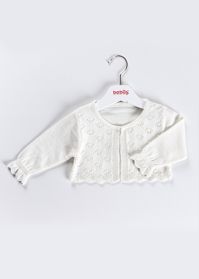 AnneBebe - Bolero Tricot Crem Cu Model In Tesatura Fete 13760 Bebus Kids