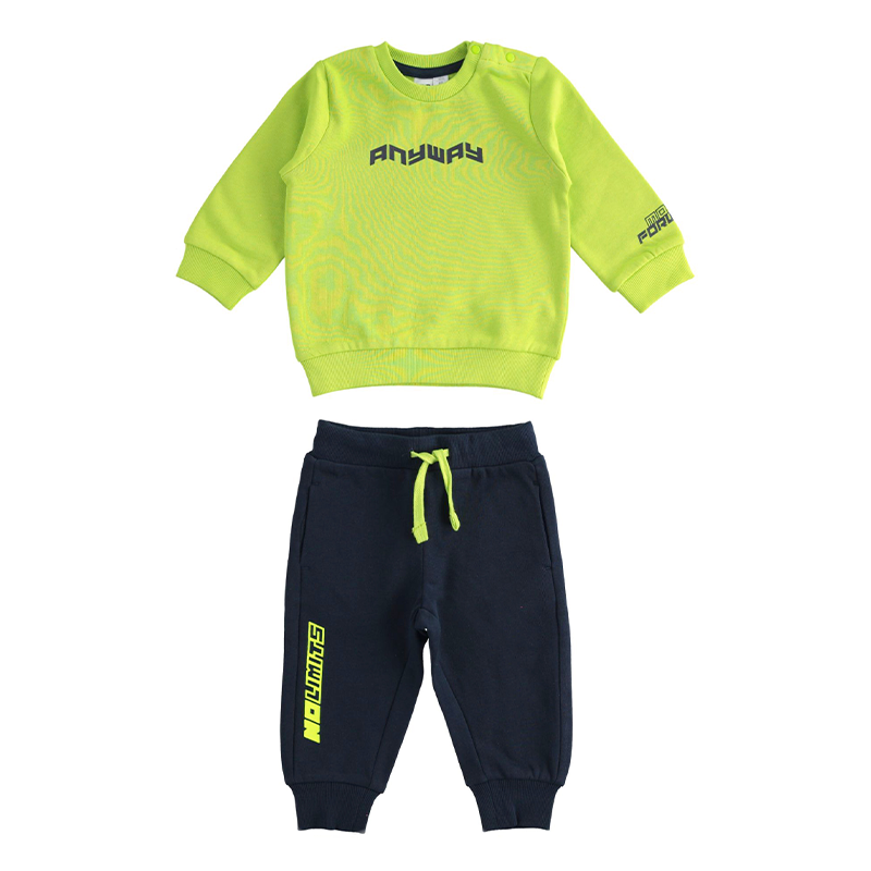 Set Sport 2 Piese Bluza Verde Neon & Pantalon Bleumarin  5503 iDO