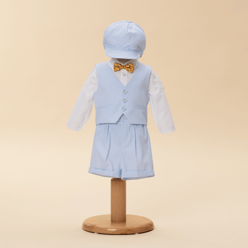 AnneBebe - Set Botez Vladimir 2 Piese Bleu ( Costum+Trusou ) Personalizat AnneBebe