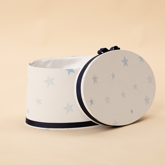 AnneBebe Boy's Christening Oval Chest with Blue Stars &amp; Navy Blue Band