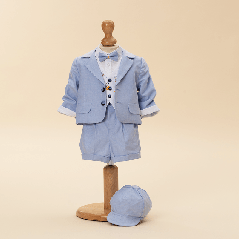 Costum Harry Bleu Cu Pantaloni Lungi & Scurti Botez Baieti AnneBebe - Camera Bebelusului