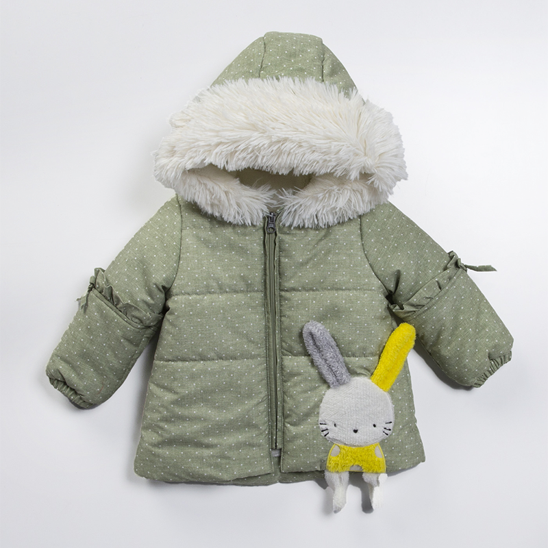 AnneBebe - Geaca Groasa Verde Cu Picouri & Iepure M22351