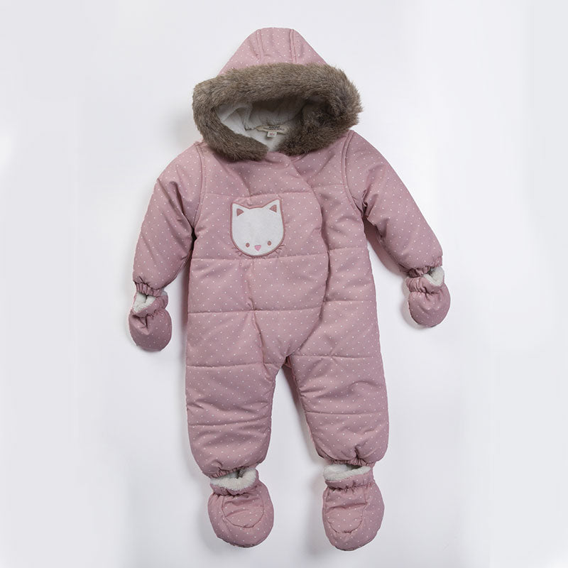 AnneBebe - Combinezon Roz Cu Picouri & Pisica Fetite M22390 Midimod Gold