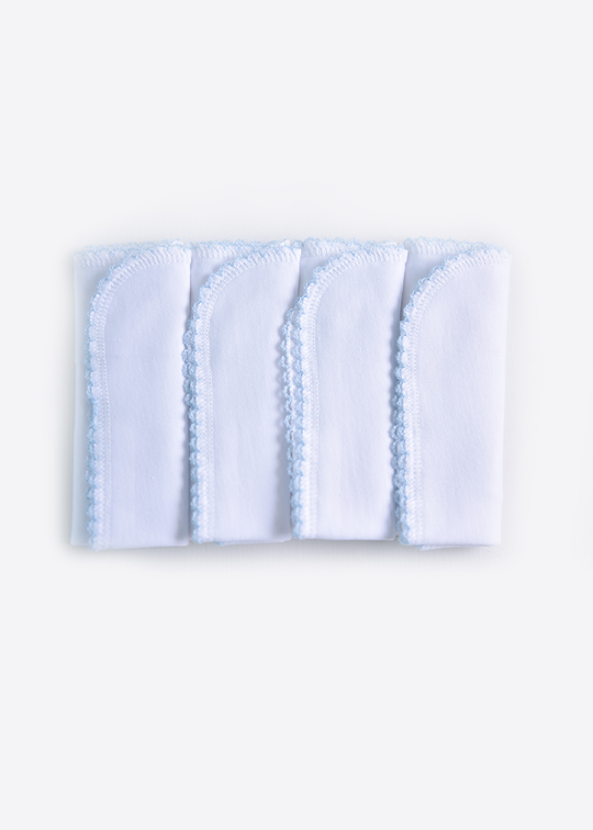 Set 4 Batise Alb Cu Bleu Bumbac Organic Baietei S76353 Kity Kate