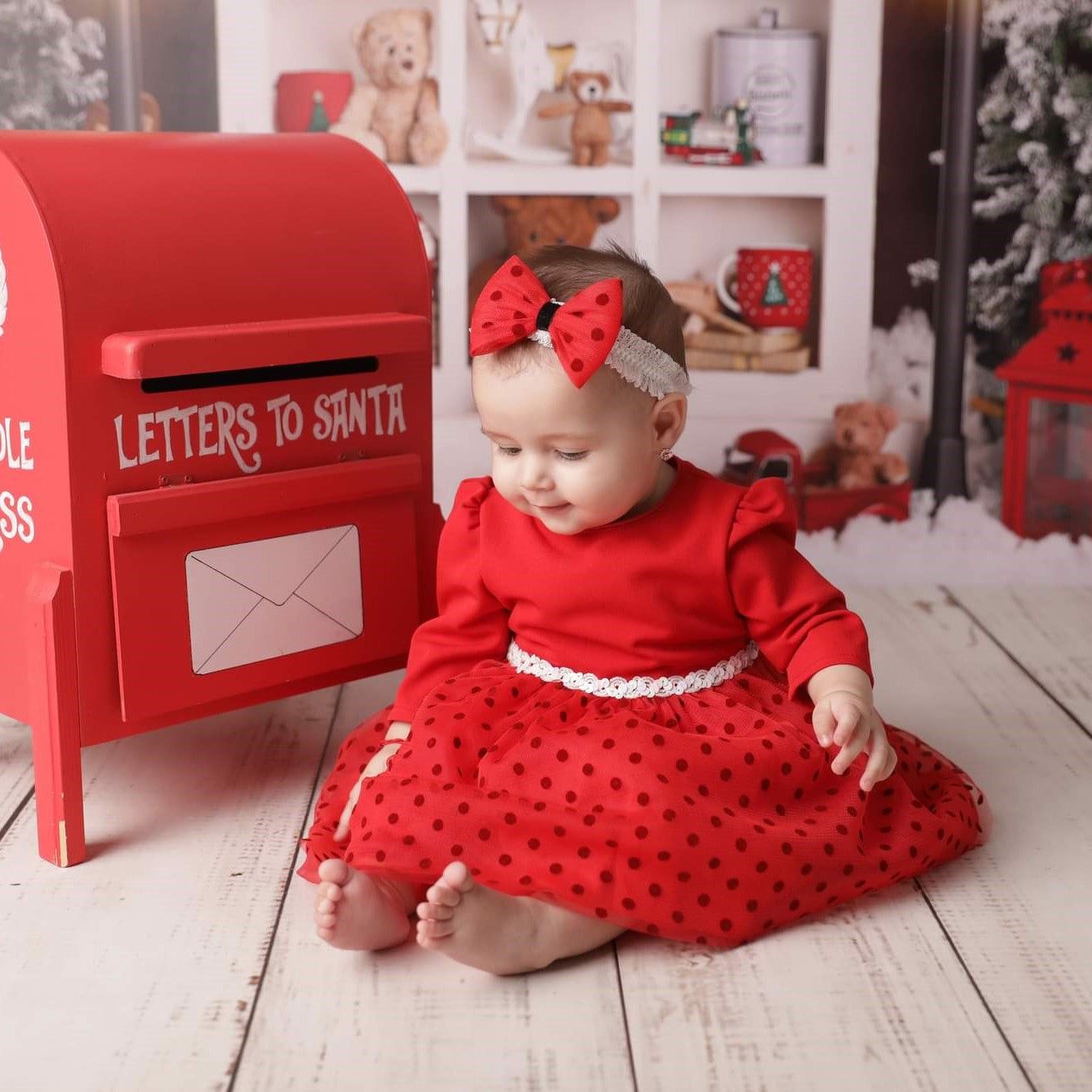 AnneBebe - Rochita Rosie Fusta Tull Cu Buline AnneBebe