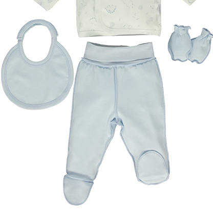 AnneBebe - Set Maternitate 5 Piese Crem Cu Bleu & Dinozauri Bebetto Z758