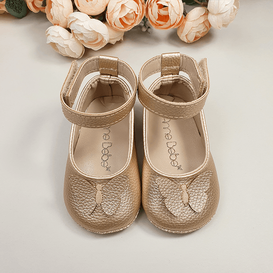 Balerini Bebelusi Aurii Cu Bareta & Fluture Fetite 221218 Sinderella