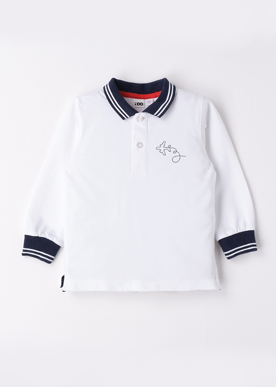 Bluza Polo Alba Cu Maneca Lunga Cu Guler Blemarin Baieti 6216 iDO