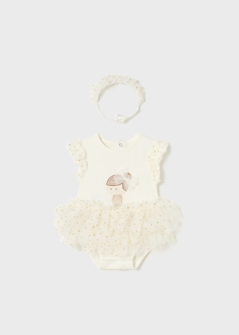 AnneBebe - Body Tutu Ivory Cu Bentita Fetite 1732 Mayoral