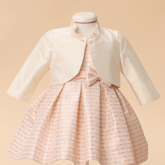 Dark Cream Taffeta Bolero With Ruffles At Collar 