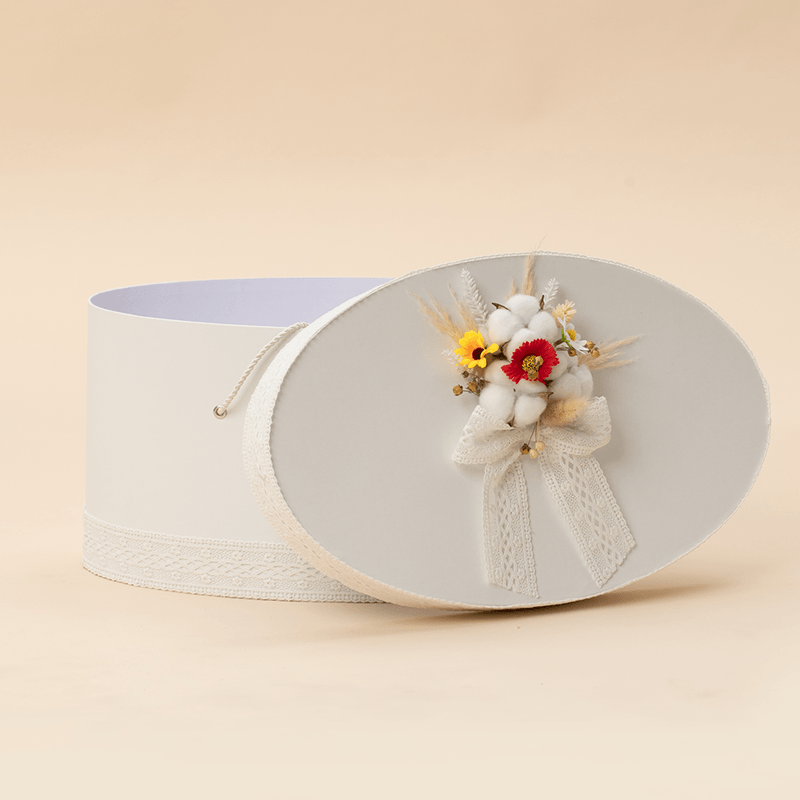 AnneBebe - Cufar Antonela Crem Oval Dantela Bumbac Cu Flori Elegant Fetite AnneBebe
