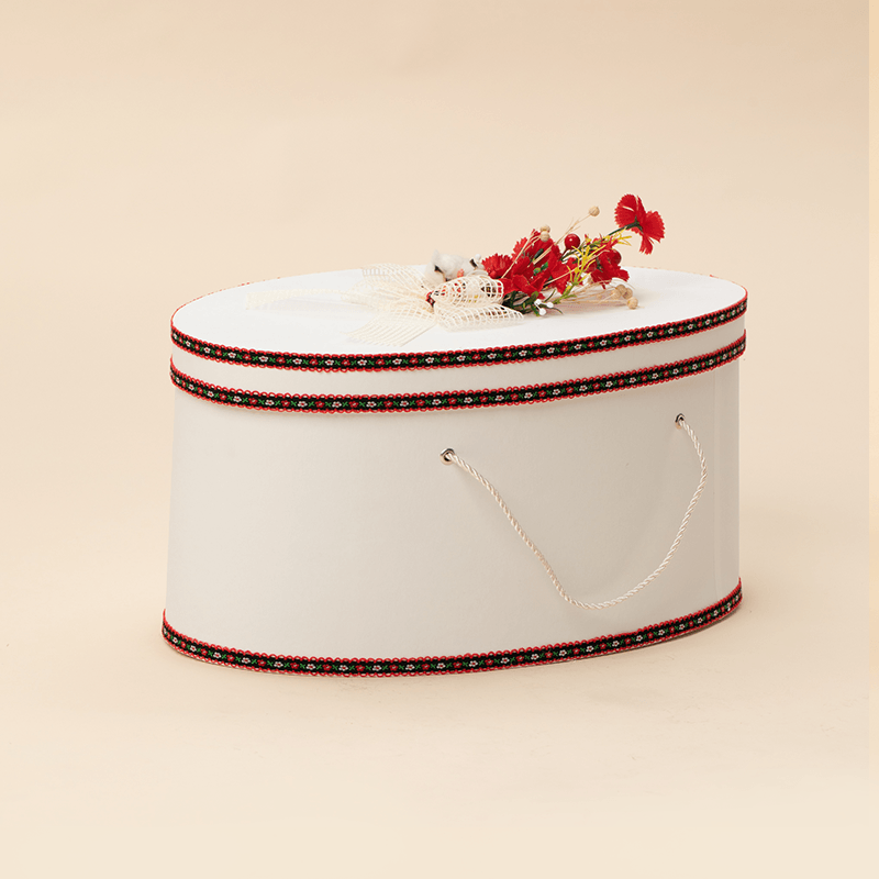 AnneBebe - Cufar Oval Traditional Patratele Cu Flori Rosi Elegant Fetite AnneBebe