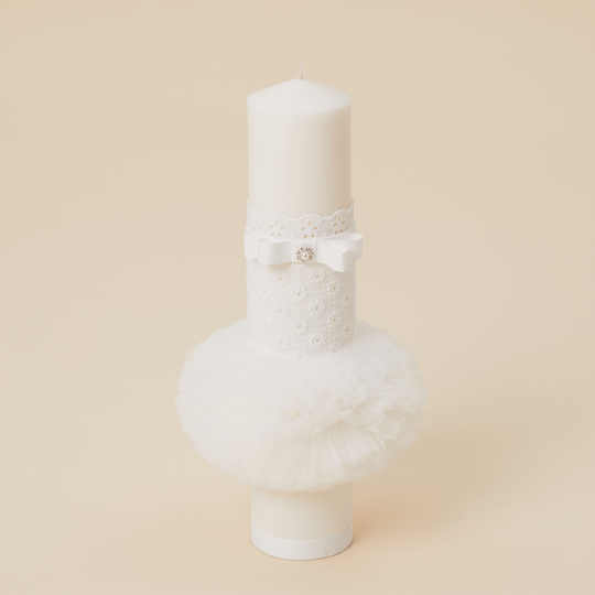 Ania Candle Embroidery Cream Personalized Christening Girls AnneBebe 