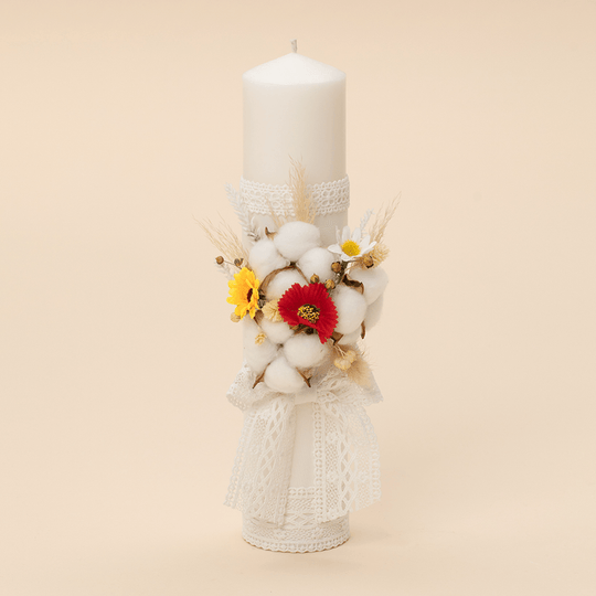 Candle Antonela Lace Cream With Cotton &amp; Flowers Christening AnneBebe Girls 