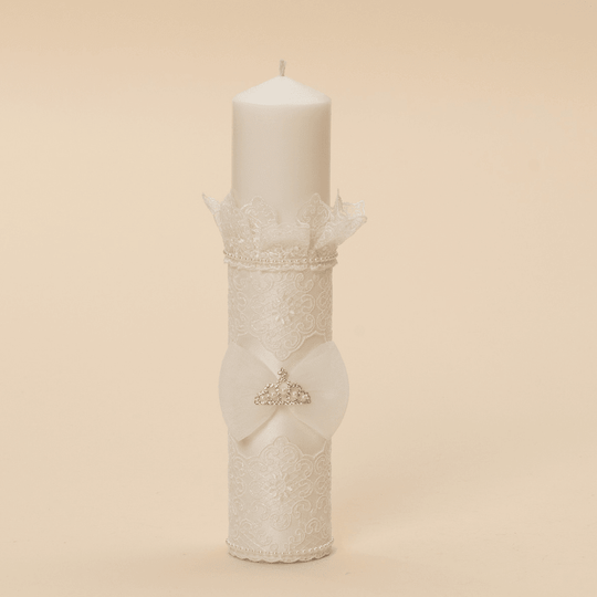 Lora Candle With Royal Lace Coltisor Personalized Christening AnneBebe
