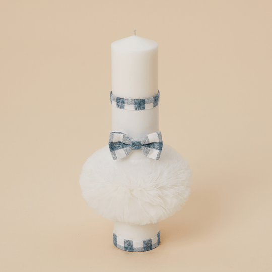 Candle Dima Bow Plaid Cream With Green Christening AnneBebe Boy 