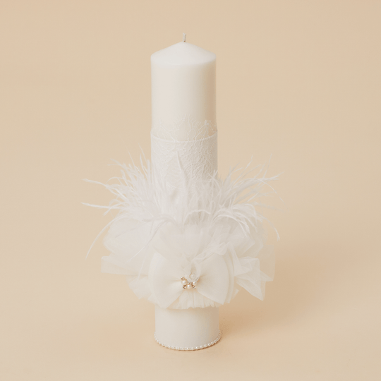 Carmen Thick Candle Fine Lace &amp; Flakes Baptism Girls AnneBebe 