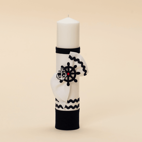 Louis Bow Candle With Navy Print AnneBebe Baptism 