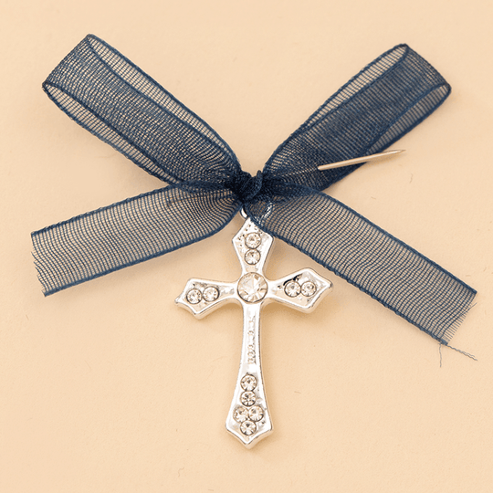 Marturii Botez Bebelusi Cruciulita Funda Tull Bleumarin