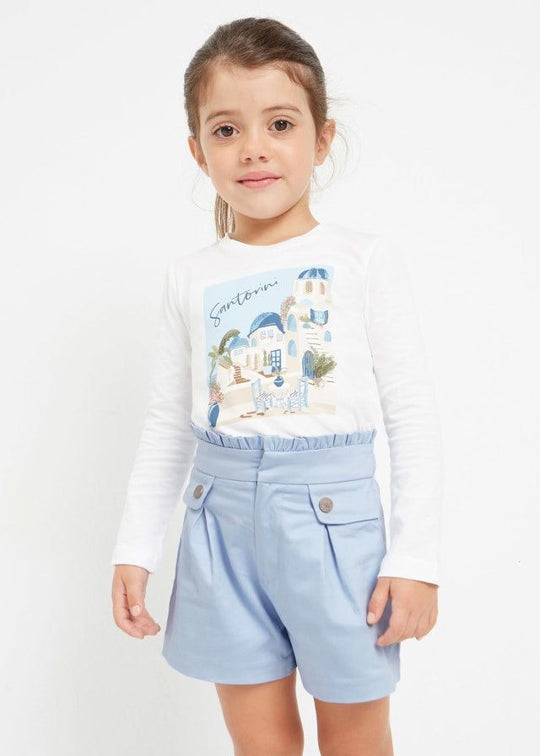 Pantaloni Scurti Bleu Bumbac Satinat Fete 3207