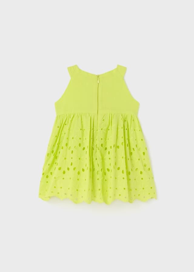 AnneBebe - Rochie Verde Lime Bumbac Broderie Sparta Fetite Mayoral 1962