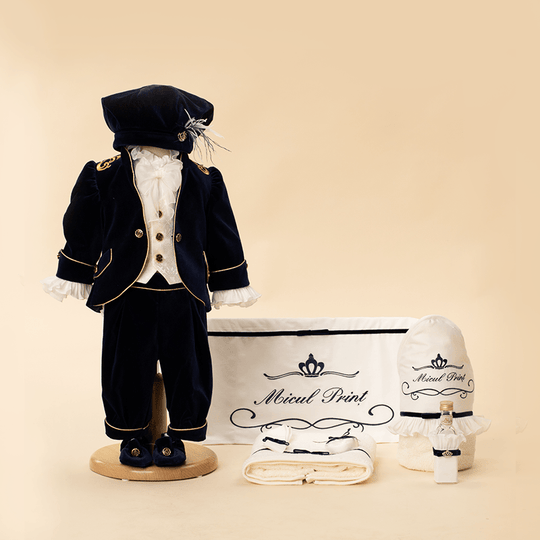 Small Print Christening Set 2 Pieces, Customizable Suit and Suit for Boys AnneBebe 