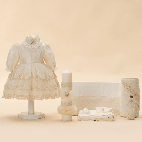 Set Botez Manuela 3 Piese, Rochita, Lumanare si Trusou AnneBebe