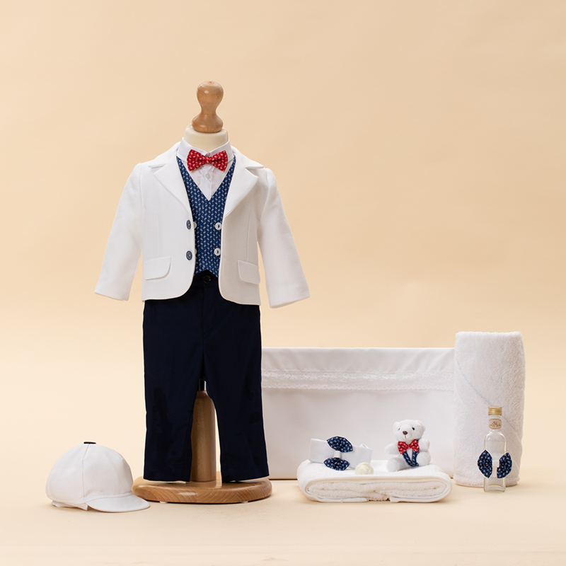 Set Botez Denis 2 Piese ( Costum+Trusou ) Personalizabil Baieti AnneBebe