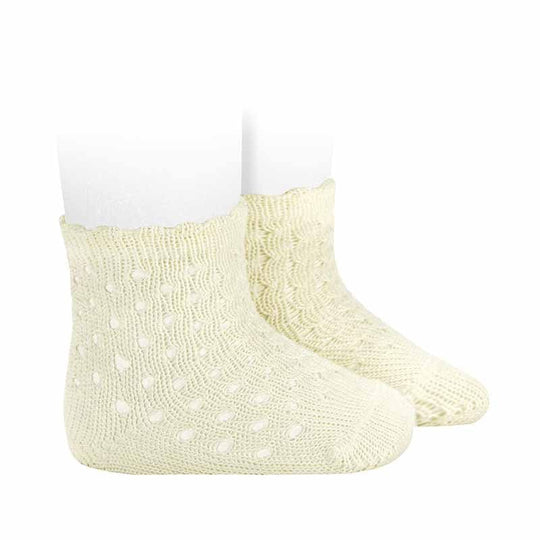 Extra Fine Short Cream Socks With Wavy Edge Unisex 3503/4 Condor 