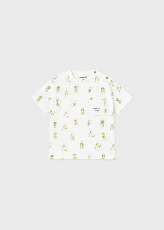 Tricou Alb Cu Imprimeu Catei Baietei 1016 Mayoral