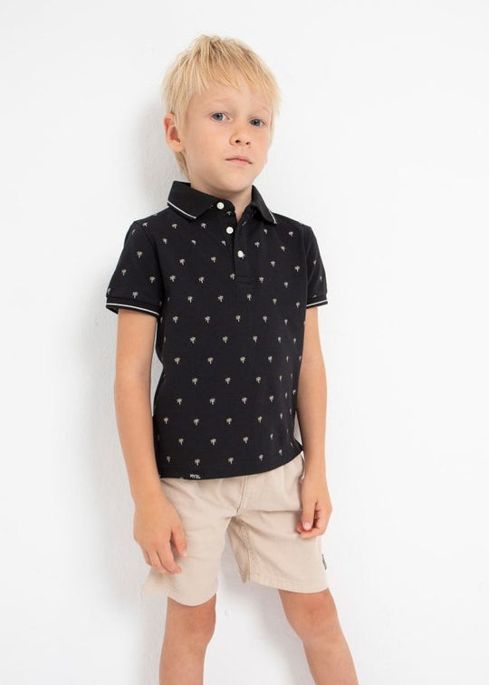 Tricou Polo Negru Cu Imprimeu Palmieri Baieti Mayoral 3150
